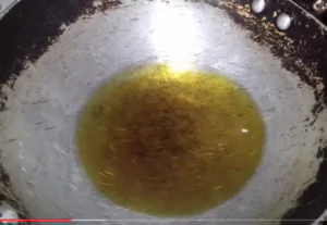 oil in hot pan 