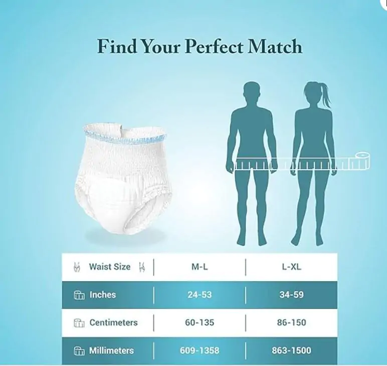size chart for adult diaper