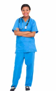 women in scrub suit